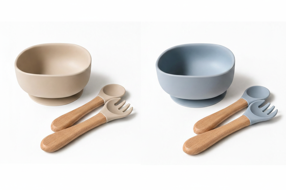 Beige & Blue Suction Bowl Sets – Side by Side